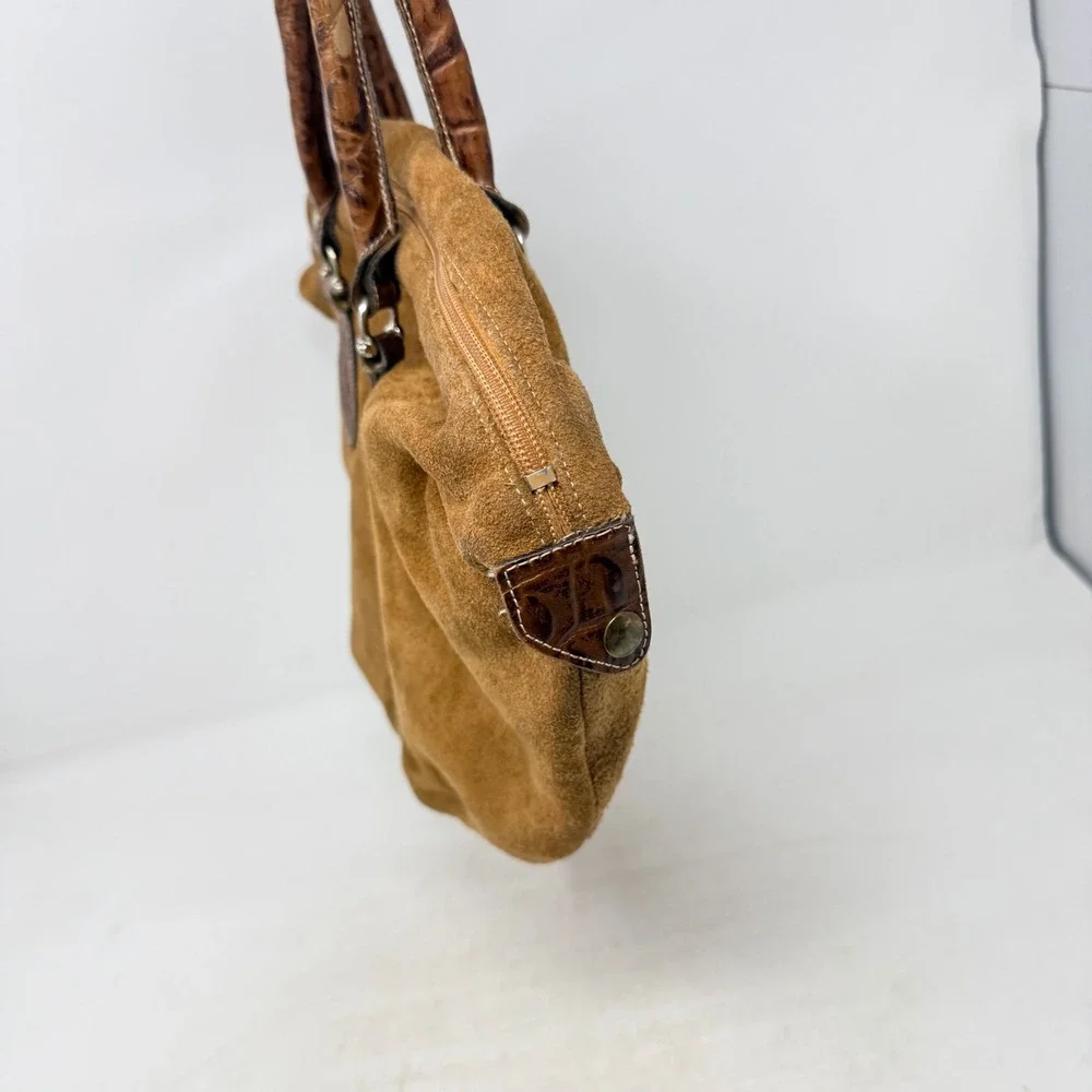 Etienne Aigner Satchel Bag Tan Suede Small Vintage Boho Handbag